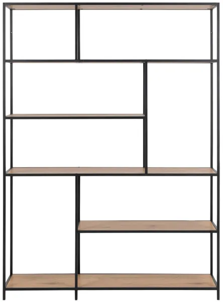 ACT NORDIC Seaford bogreol - natur papir vildeg og sort metal(H:185cm x135cm x 35cm)