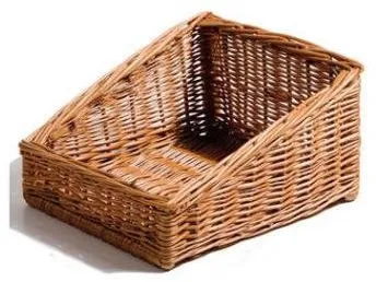 Brødkurv, rektangulær, håndlavet brunt flet, 30x35x19 cm, front 9 cm